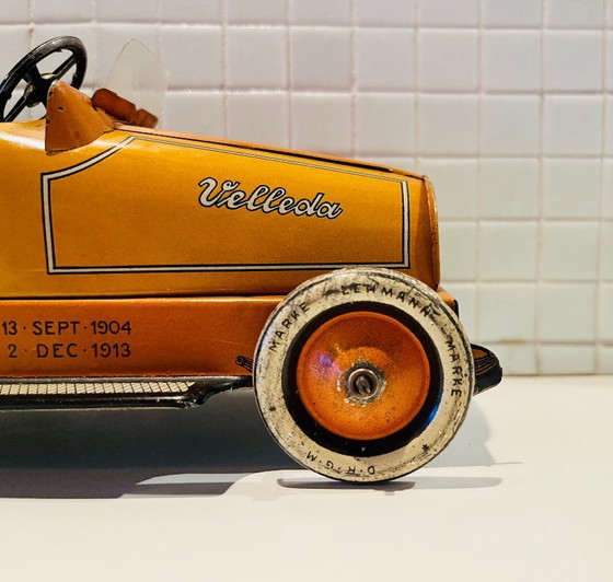 Image 1 of Voiture de tourisme décapotable Lehmann Velleda avec figurine de pilote EPL 730 1900-1910 JOUET EN FER-BLANC