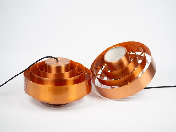 Image 1 of Pair of 2 Danish vintage pendant lamps Ultra by Jo Hammerborg, Fog og Morup, 1960s