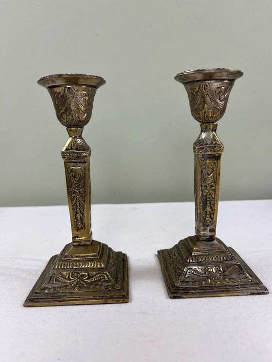 Coppia di candelieri – Portacandele, Brass, Art Deco (photo 6 of 6)