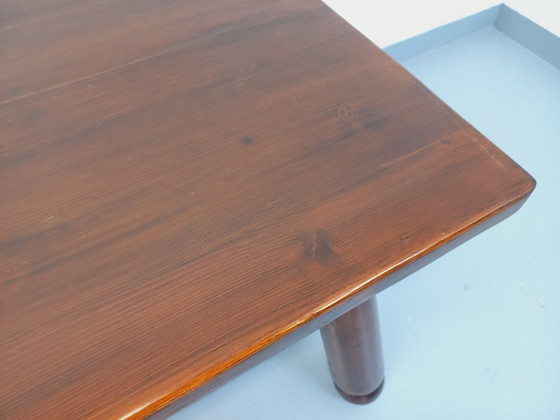 Image 1 of Brutalist rectangular dining table by Georges Robert in dark pine wood from the 1950s/60s