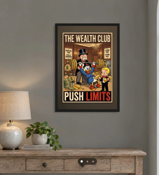 The Wealth Club Cartoon Art Print, Paper, Multi Color, Modern (photo 2 of 5)