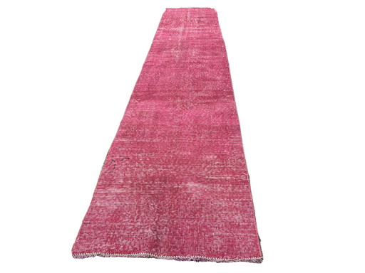 Alfombra estrecha turca desgastada de 336 x 71 cm