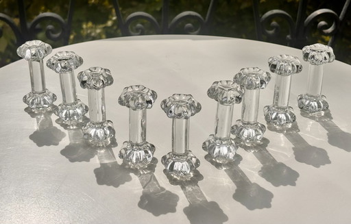 9 Baccarat-style crystal knife holders
