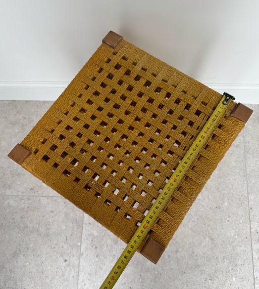 Image 1 of 1 taburete escandinavo con asiento de cuerda tejida doble, década de 1970