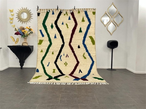 Alfombra marroquí de lana de colores - 239 cm x 160 cm