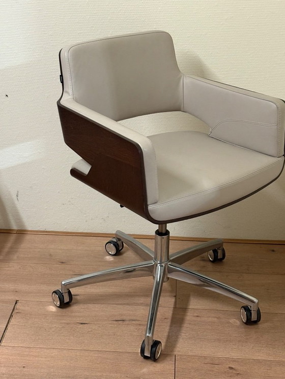 Image 1 of 4x Thonet S845 Design Chair Leather On Wheels