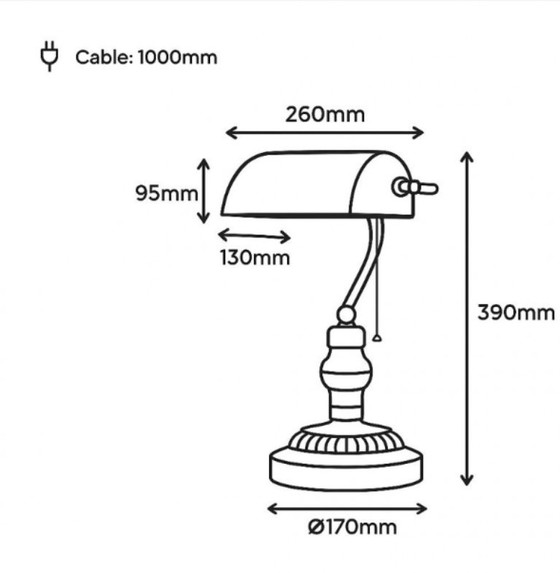 Image 1 of Vintage "Banker" Table Lamp -