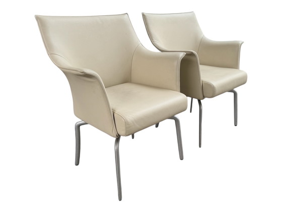 Image 1 of 2x sedie girevoli in pelle Rolf Benz