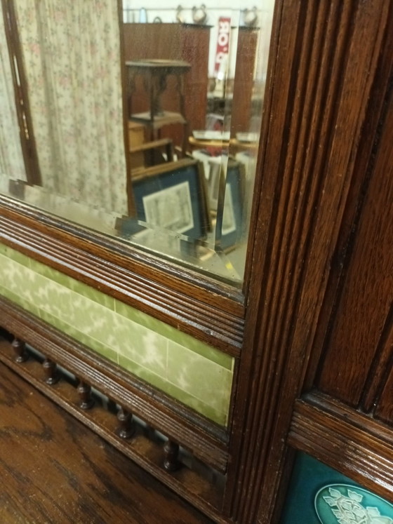 Art Nouveau Coat Rack, Shelving unit, Ceramic, Wood, Brown (photo 13 of 13)