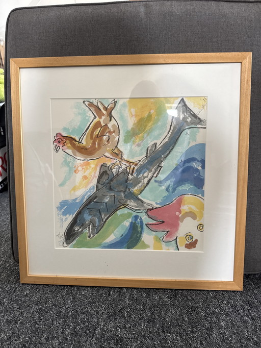 Vierluik van A Vrede ingelijst in blanke houten lijsten 