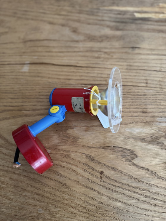 Image 1 of Vintage spotlight by Massive for IKEA in yellow/blue/red 80s.