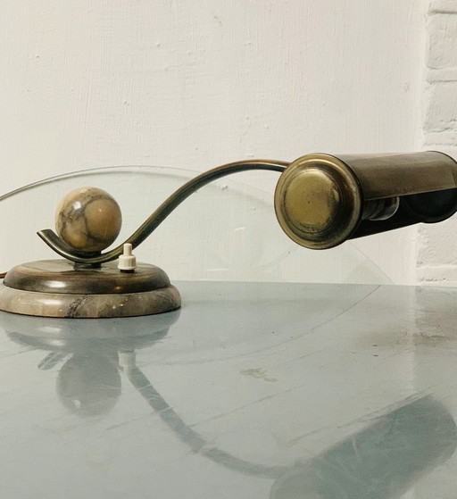 Zeer zeldzame Art Deco pianolamp uit jaren 20 op marmeren bol en voet