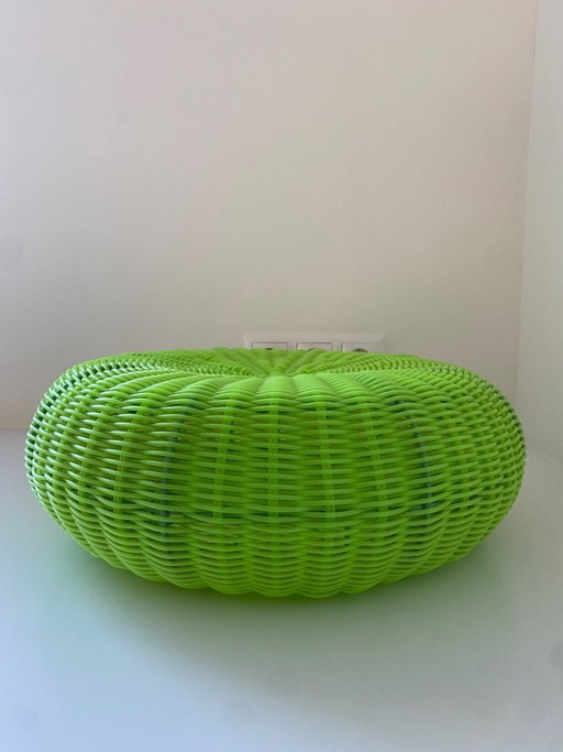 Vintage Ikea Wicker - Poef, kunststof vlechtwerk 1980 - 1990