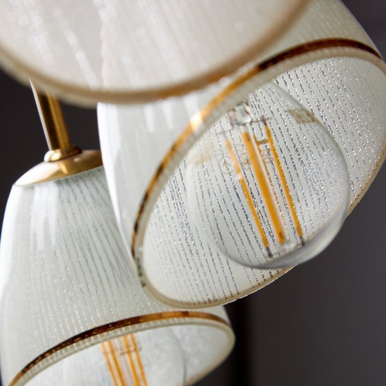 Image 1 of MK9466 Lampadario vintage in vetro e ottone, 1950