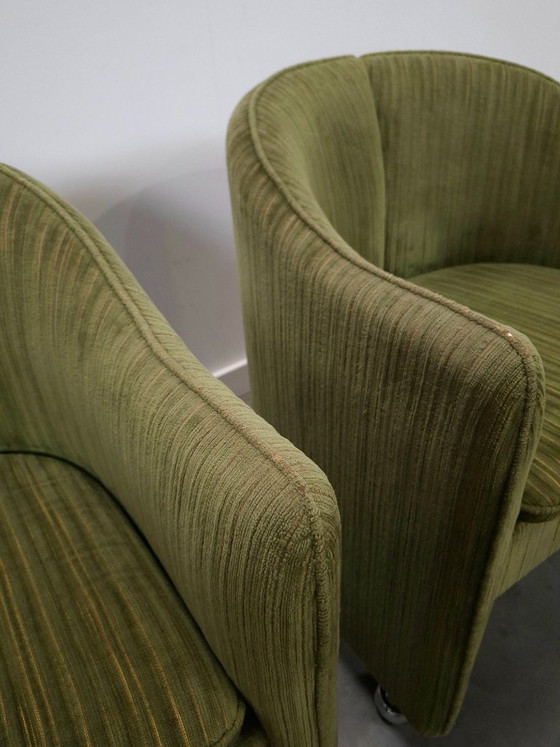 Image 1 of Set groene cocktail stoelen met chromen wielen