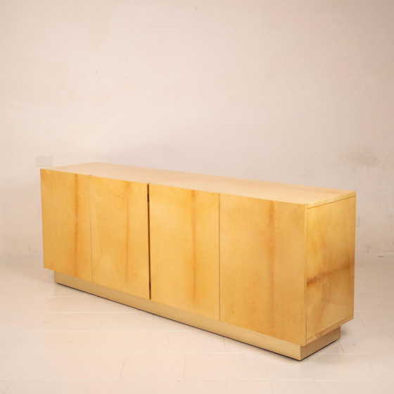 Giorgio Tura Mod. 1893/4P Italiaans perkament en messing Dressoir voor Tura Milano – Glass, Leather (photo 3 of 20)