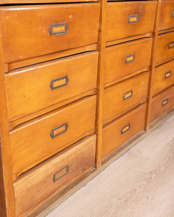 Image 1 of Vintage 50s Wooden Filing Cabinet with 33 Drawers, Design by A. Gorgone