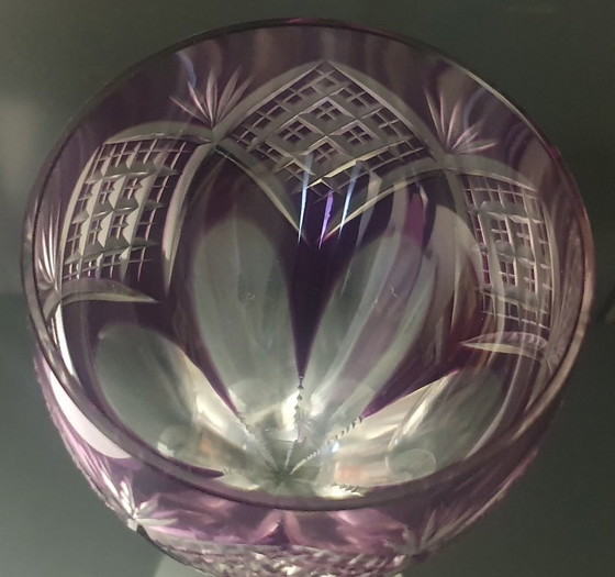 Image 1 of Set of 4 magnificent overlay crystal glasses – wine/goblet glasses – hand-cut – 21.5 cm