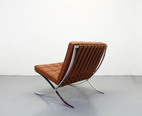 Image 1 of Barcelona Knoll Brown Tobacco Leather Mies Van Der Rohe Knoll Seats