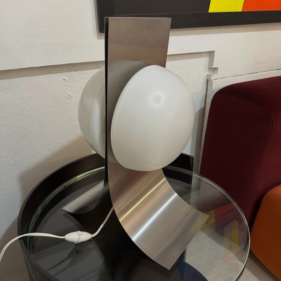 Lampada da tavolo di François Monnet, 1960, kappa, Lampade da tavolo, Metallo, Argentato (foto 8 di 8)
