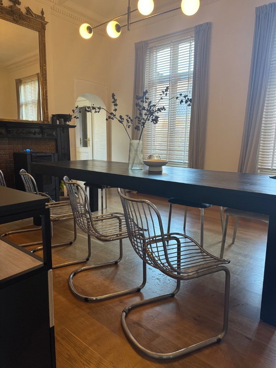 Image 1 of 4x vintage draadstaal slede stoelen 