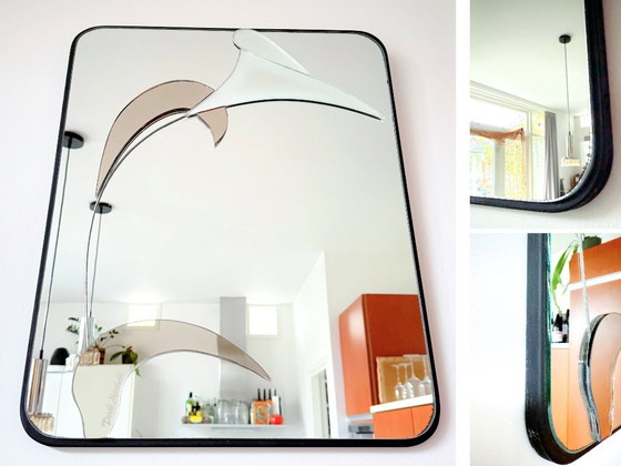 Image 1 of Vintage David Marshall Layered Mirror - 1989 - Sculptural Wall Piece - Original Labeled Work – Numbered # MP-13 - Lily - Floral