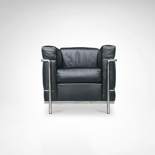 LC2 fauteuil van Le Corbusier e.a. voor Cassina, jaren 1990. – Metal, Leather