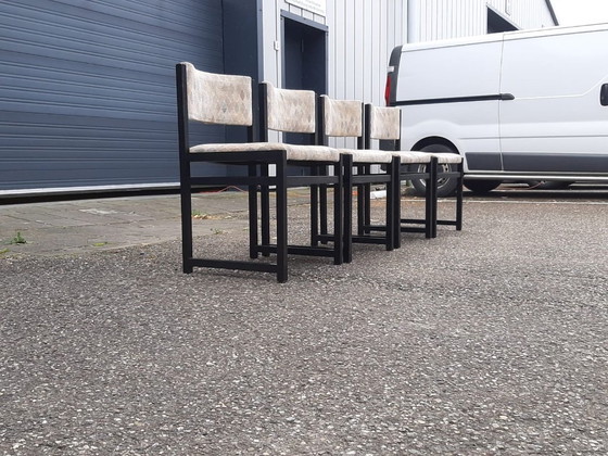 Image 1 of Brutalistische Esszimmerstuhl Stil De Coene Belgien 1970er Jahre, Satz von 4