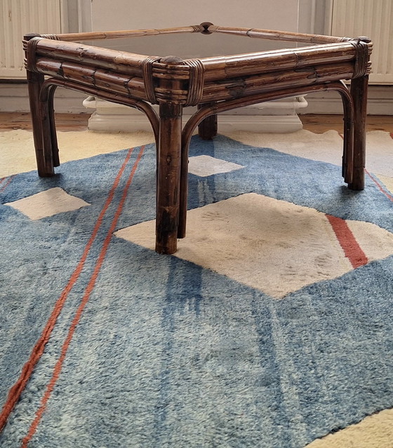 Image 1 of Tavolino in bambù e vetro fumé, anni '60