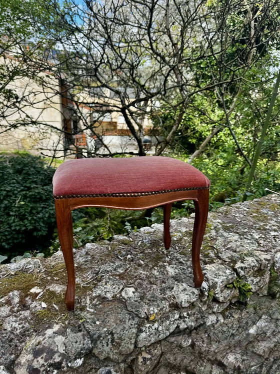Grande poggiapiedi in stile barocco Luigi XV antico. – Poggiapiedi e pouf, Wood, Velvet, Bohemian (photo 4 of 8)