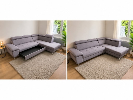 Conforama Ecksofa mit Schlaffunktion und Aufbewahrungstruhe – Sehr guter Zustand