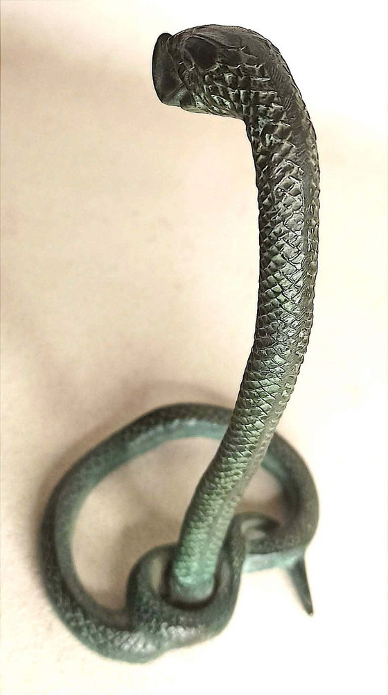 Image 1 of Cobra Bronze Pocket Watch Holder by Edgar Brandt, Art Deco Style