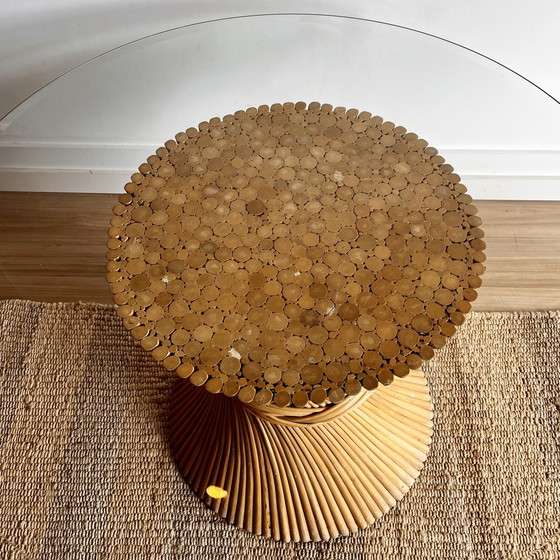 Image 1 of McGuire Rattan Bamboo Sheaf of Wheat Dining Table American Design