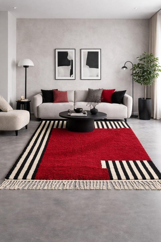 Image 1 of Tappeto berbero fatto a mano, rosso, lavorazione artigianale autentica, 150/250 cm