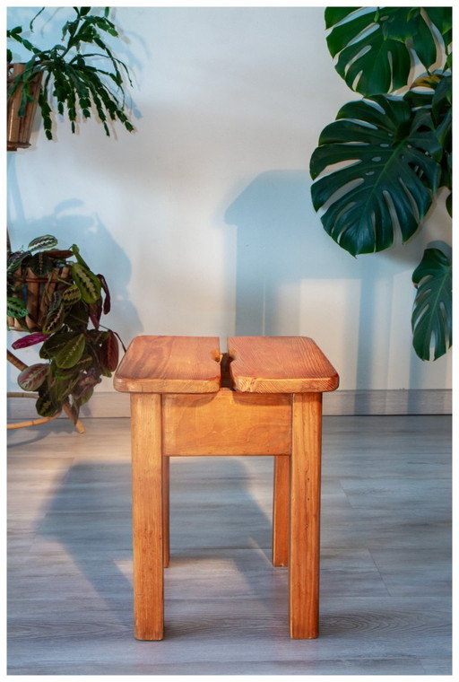 Chalet stool 1970, solid pine