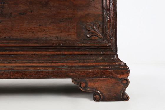 Image 1 of Large 18th Century Carved Oak Chest Linen Trunk, France