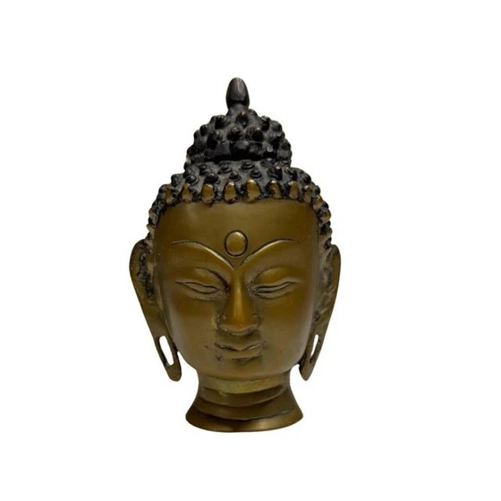 Cabeza de Buda de Bronce - Nepal - Dorado Residual – Esculturas, Bronze, Gold (photo 21 of 21)