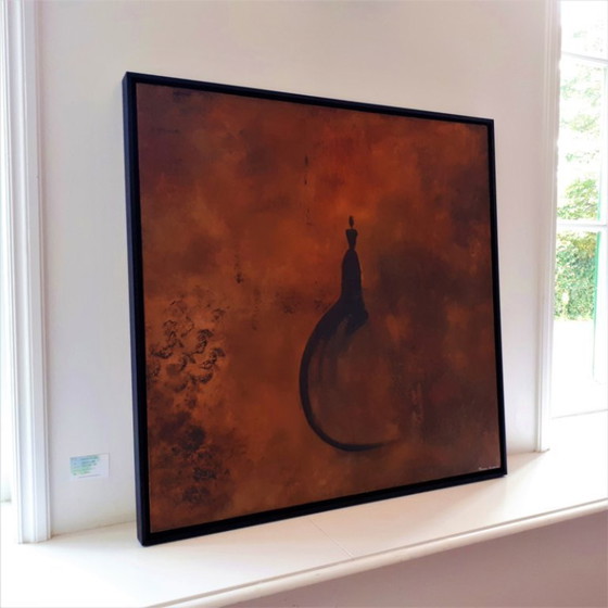 Image 1 of Frances Eckhardt - dark mysterious artwork hand-painted figurative painting figure 100x100 cm