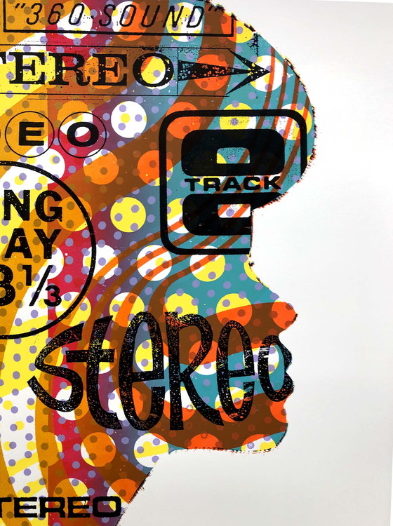 Image 1 of Berühmter Stereo-Siebdruck von Print Mafia - Hommage an die Vinyl-Schallplatte