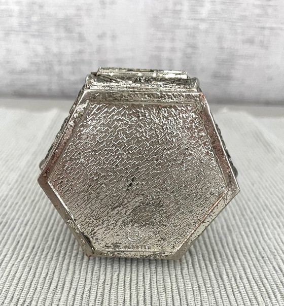 Image 1 of Antique, beautifully decorated silver-plated storage box/jewelry chest. Made in England.