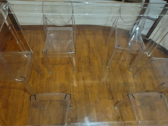 Tavolo di design in plexiglass, Pezzo unico artigianale, Tavoli da pranzo, Trasparente, Modern (foto 7 di 7)