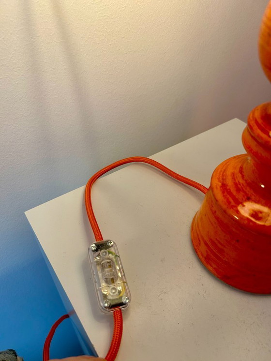 Image 1 of Tall vintage table lamp - 1970s - by Hustadt Leuchten - restored with a new shade