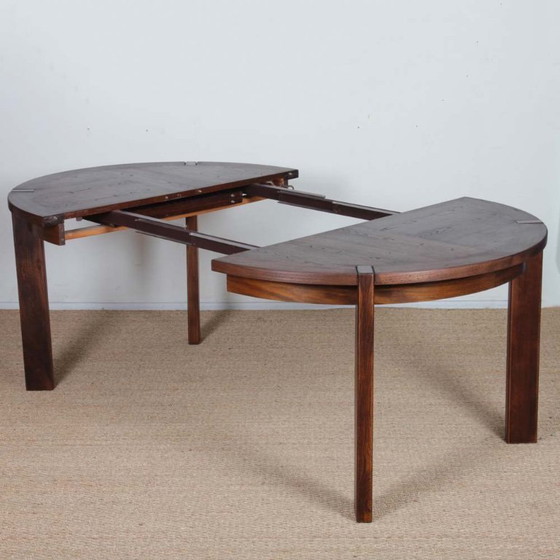 Image 1 of Ronde uitschuifbare houten eettafel geproduceerd door Monopoly, 1970