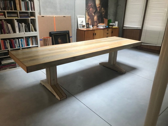 Image 1 of Table de cantine Piet Hein Eek en bois de récupération 300x90x78