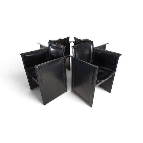 Chaises de salle à manger Arrben Solaria en cuir, lot de 4 par Tito Agnoli, 1970 – Leather (photo 6 of 19)