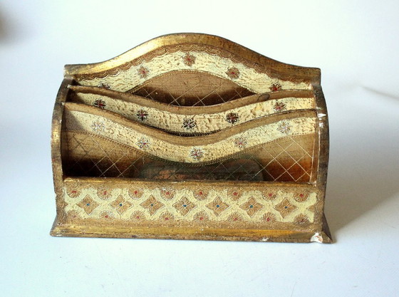 Raro portacarte fiorentino in legno degli anni '50, Accessori da tavola, Multicolore, 1950 (foto 6 di 10)