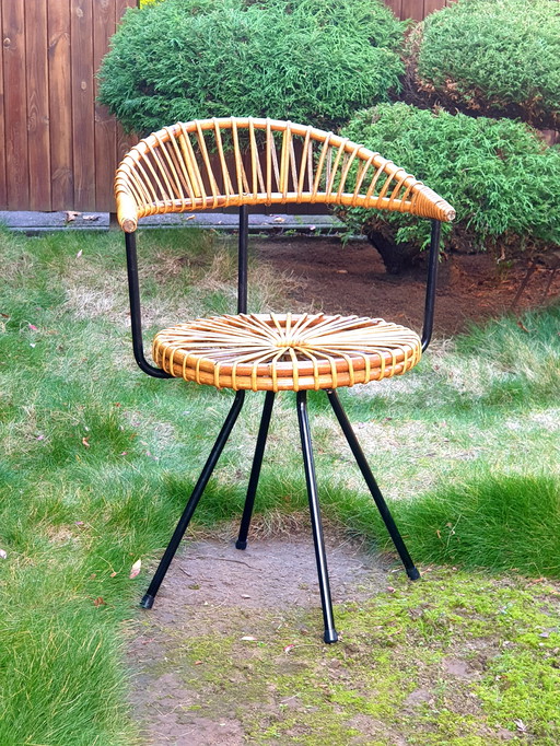 Chaise vintage en rotin Dirk van Sliedregt 1950/60
