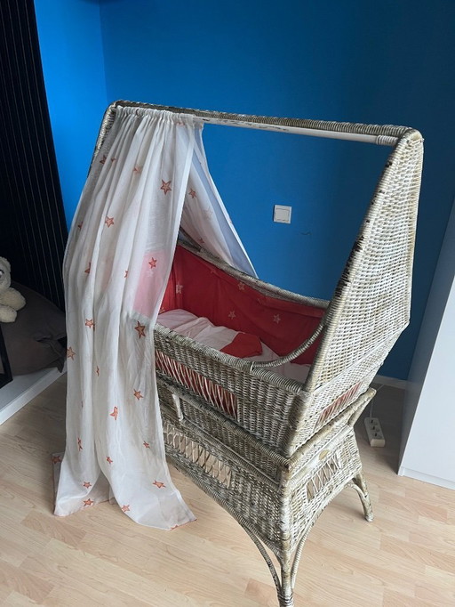 Antique French wicker cradle