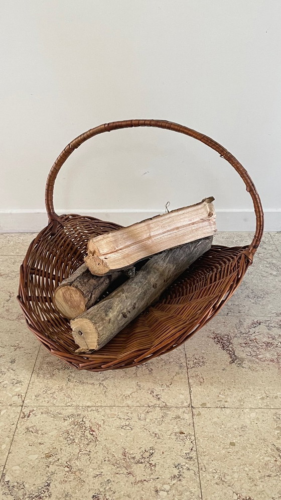 Image 1 of Vintage Rattan Log Basket