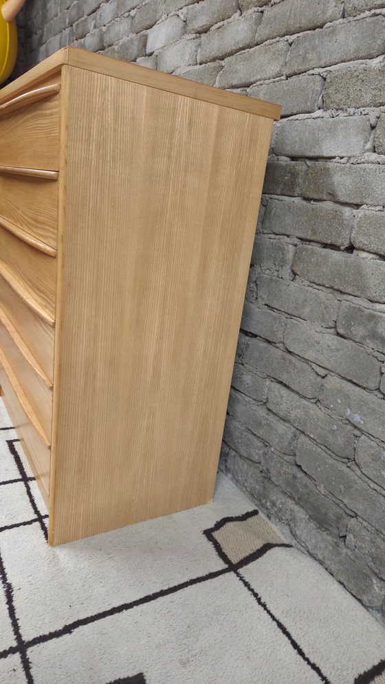 Image 1 of Vintage Scandinavische commode van massief hout met 6 lades, jaren 70.